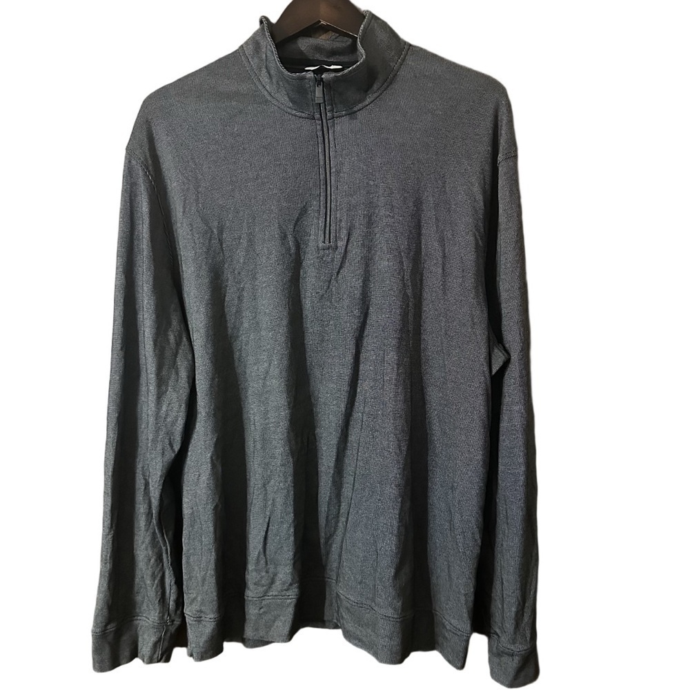 Calvin Klein Black Grey Mini Check 1/4 Zip Long-sleeve Pullover Plus Sz XXL